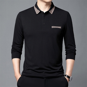 2023春装新款长袖T恤中年男士纯色宽松体恤翻领Polo衫BE88105-P48图片