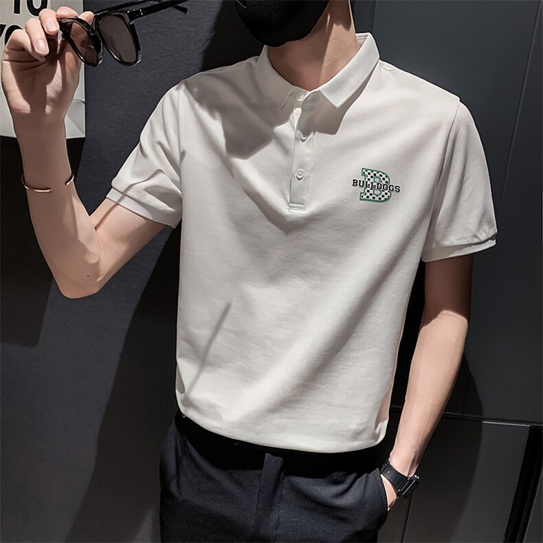 白色 2022精神小伙修身polo衫男士短袖T恤PL506-P48 控价68图片
