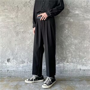 夏季坠感直筒西裤男薄宽松百搭韩版潮流休闲阔腿西装裤XK030-P35图片