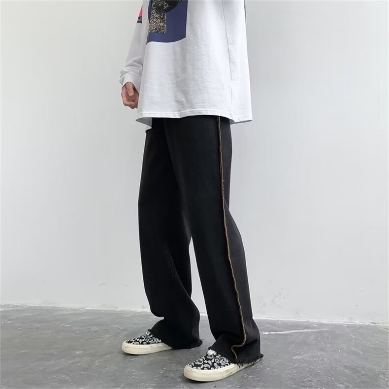 夏季复古潮牌休闲长裤薄款直筒宽松裤子拼接牛仔裤男士K3988-P37,男装牛仔裤,星座512-3