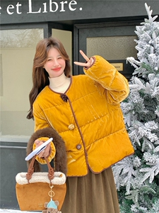 2026冬季新款新中式金丝绒羽绒服90白鸭绒2590款P365K468图片