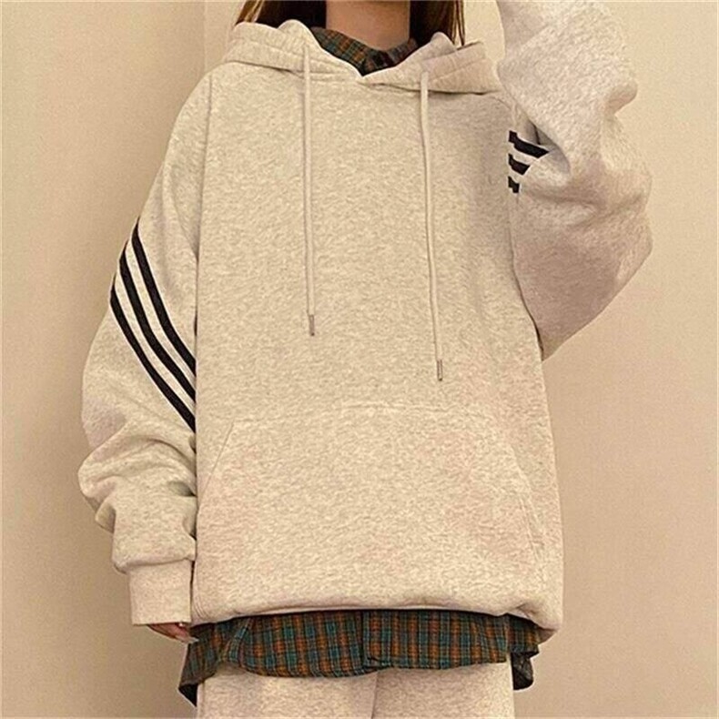 二开W9806-特P50华棉三条杠连帽卫衣男女春秋宽松oversize慵懒,男装卫衣,电商D310B