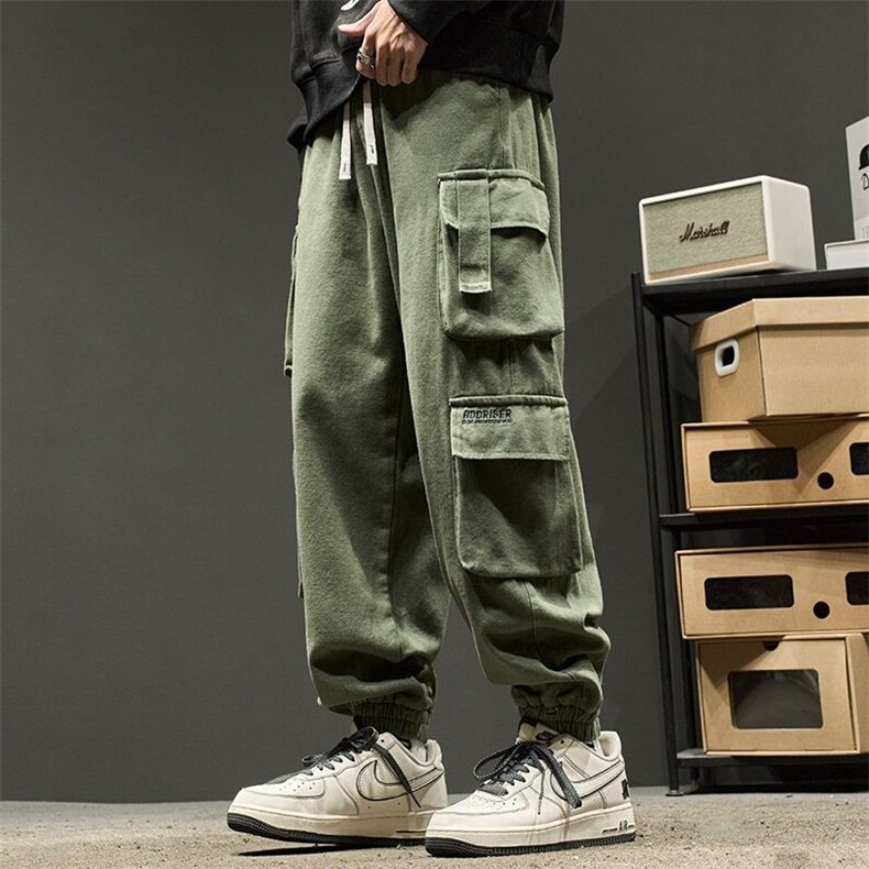 美式重磅纯棉多口袋工装裤男春秋季新款潮流大码宽松帅气束脚长裤，男装工装外套，星座506A