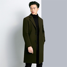 HN1802新款毛呢大衣男韩版羊毛外套长款商务主推货足可加棉P175，男装毛呢大衣，电商B360