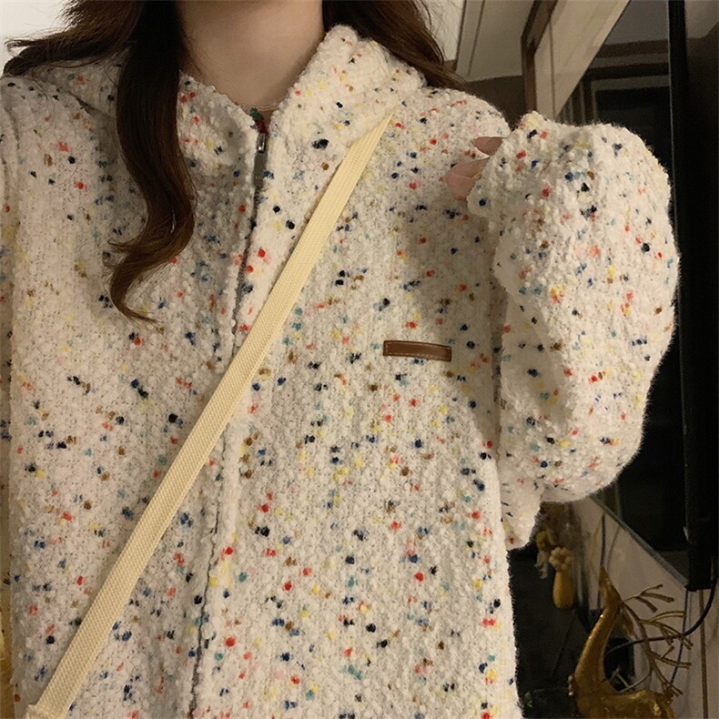 C885-P110潮牌情侣冰淇淋彩点连帽卫衣宽松拉链开衫外套学院风,女装短外套,星座911-2(原星座613-2）
