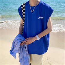 抖音供货、180克现货全棉印花背心宽松无袖T恤D223A-BX2124-P20,男装背心/马甲,电商019-1
