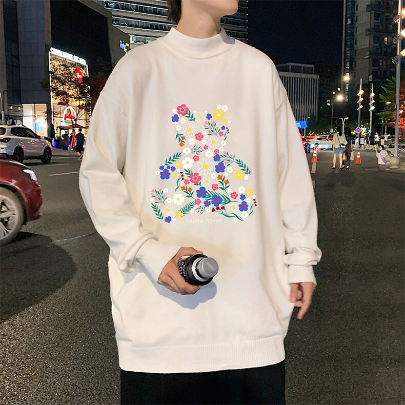 M18206-P45 加绒款-P65半高领毛衣男士大码针织衫男毛线衣男图片