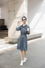 时尚春季新款修身显瘦牛仔连衣裙，女装连衣裙，秋水欣儿