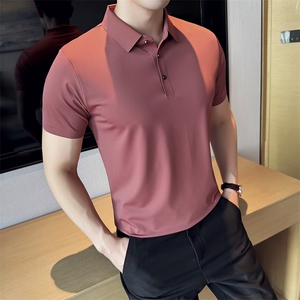 2024夏季新款 冰丝无痕宽松翻领POLO衫男57713-p50图片