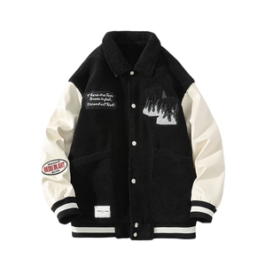 冬款青少年加绒加厚棉衣羊羔潮棒球服外套男士 8100-P115控价158图片