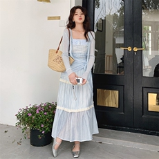 2025年春夏甜美温柔风两件套连衣裙b1-220-1008-p185-k280，女装连衣裙，浙宝220