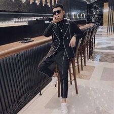 社会风小伙商务休闲修身韩版西装西裤西服两件套装D803-P165控205，男装西服套装，星座308A