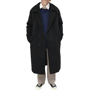 2020冬款呢大衣加长双排扣呢风衣男款拉风呢衣男外套冬装D501P135图片