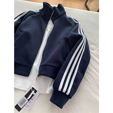 1506/QX990/P47藏青色三条杠开衫外套男女立领棒球服夹克，男装夹克，星座1506