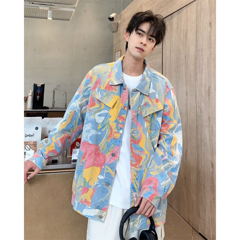水墨涂鸦外套男春季潮牌痞帅炸街夹克JX219P75,男装夹克,星座1116-2