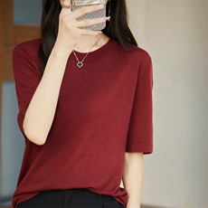 2025年夏季不连帽纯色休闲时尚百搭通勤短袖，女装T恤，森墨