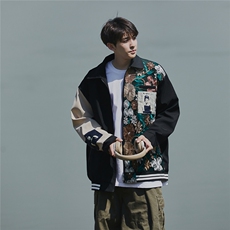 CityBoy刺绣拼接夹克女大码情侣夹克男潮外套男JK7711P75控108，男装夹克，星座227-7