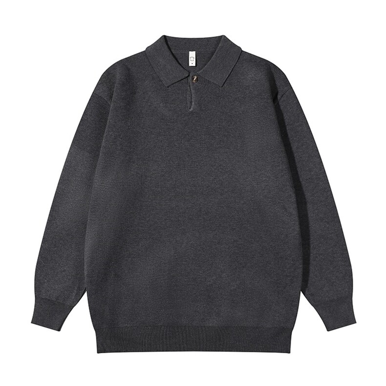 现货韩版轻奢时尚套头翻领针织衫宽松慵懒风休闲纯色男士毛衣，男装针织衫/毛衣，星座302B-2