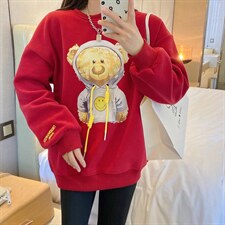 现货冬款韩版休闲加绒卫衣，女装卫衣/绒衫，泽妤