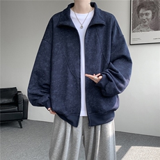 特批扎染开衫卫衣男美式重磅解构拼接脏脏拉链立领外套KS008-TP65，女装短外套，电商B312