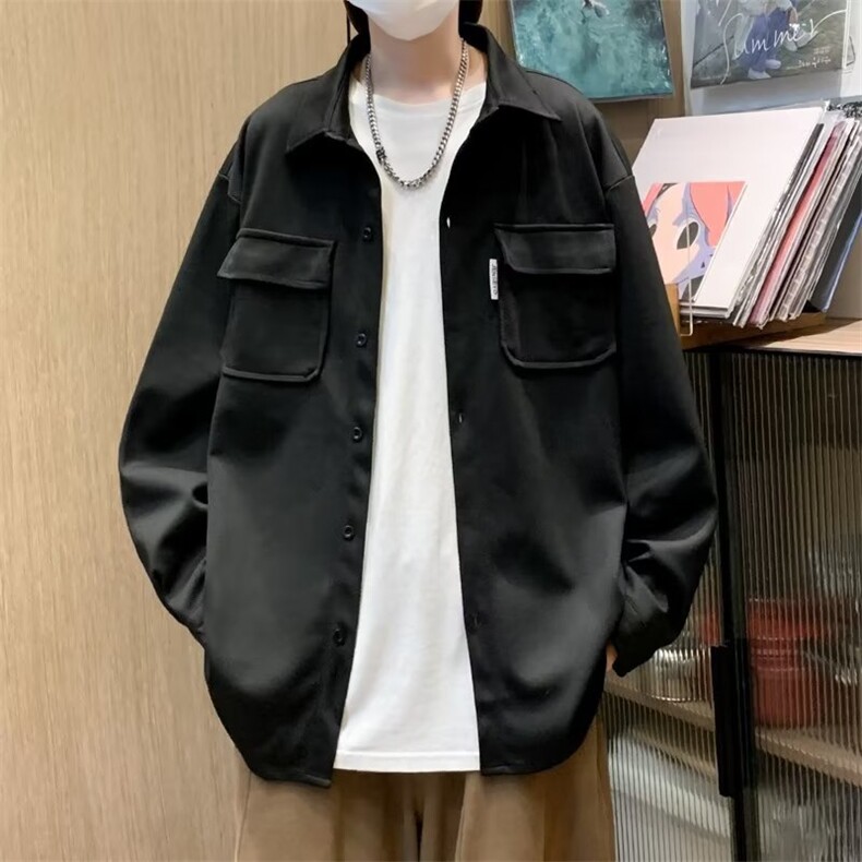秋季新款潮流衬衫男港风休闲长袖宽松外套上衣外穿潮CY494-P41图片