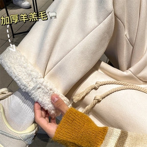 潮牌直筒加绒加厚休闲裤冬季百搭羊羔毛卫裤K5425-b315-P65控78图片