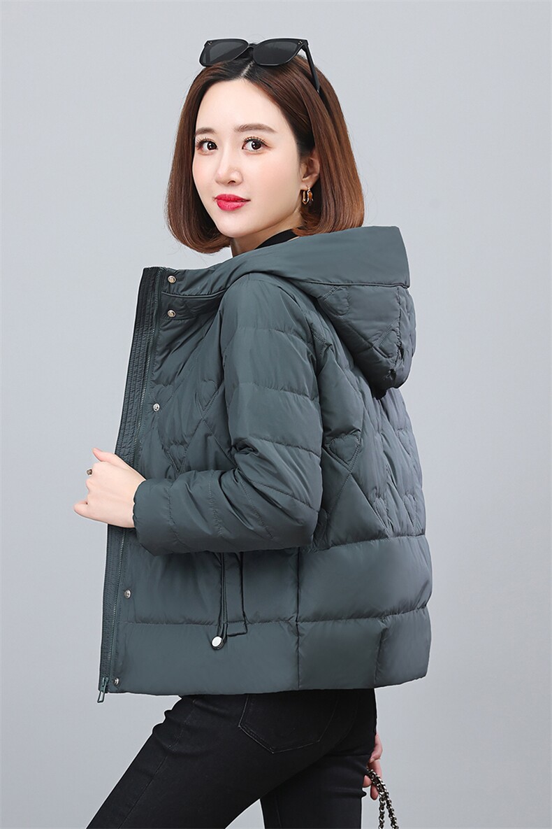 时尚保暖连帽小面包羽绒服修身显瘦短款外套,女装羽绒服,依恋蒂丝