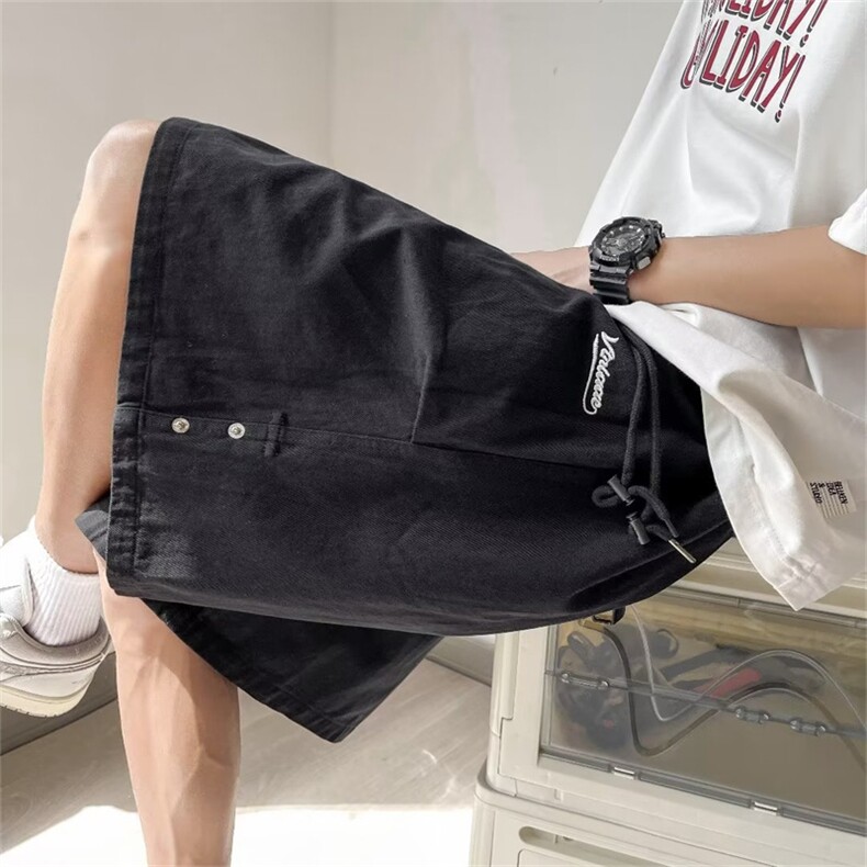 潮牌ins工装短裤男夏季百搭休闲裤日系宽松直筒五分裤D9032-p35,男装休闲裤,星座1008