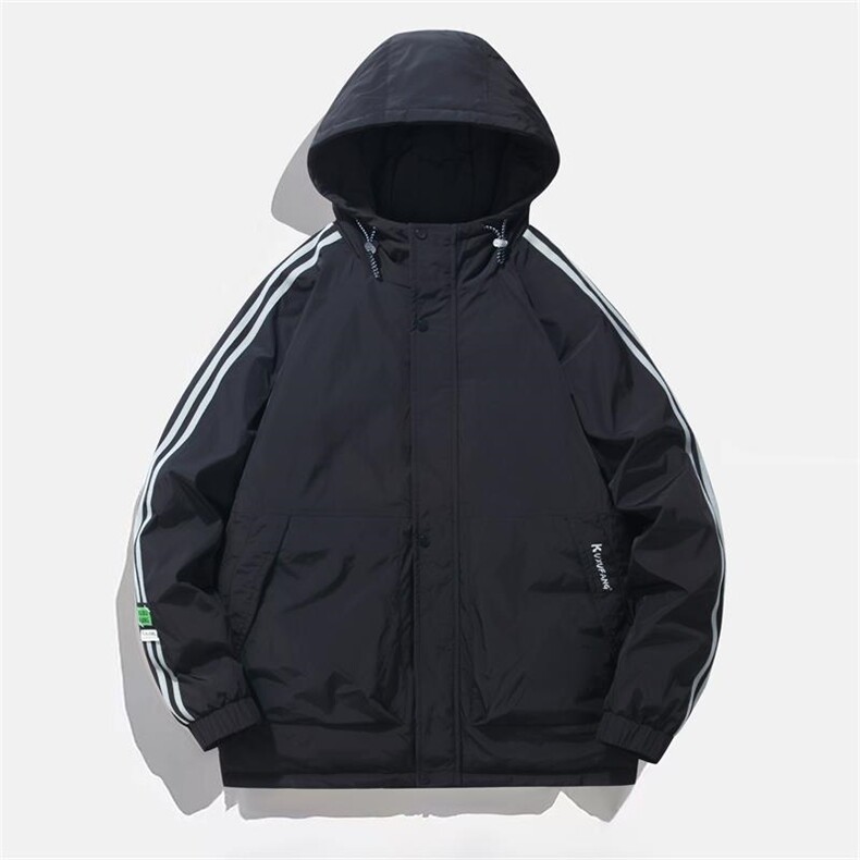 条纹连帽羽绒服男女同款短款冬情侣潮牌加厚白鸭绒外套yr236-P115,男装羽绒服,星座1210B