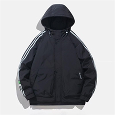 条纹连帽羽绒服男女同款短款冬情侣潮牌加厚白鸭绒外套yr236-P115，男装羽绒服，星座1210B