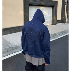 现货JY158-P50复古钉珠刺绣设计连帽卫衣男女宽松休闲帽衫网图，男装夹克，星座1501-3