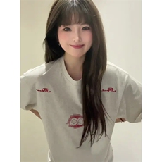 网图有货夏季断开字乱针刺绣美式宽松休闲短袖t恤男女A505-P35，男装T恤，星座1505