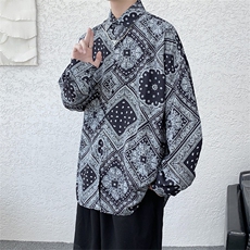腰果花衬衫超火宽松百搭长袖衬衣个性韩版潮流休闲外套W1306-P33，男装衬衫，星座512-4