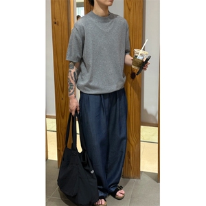 现货秋冬毛衣中袖打底衫针织衫五分袖老钱风小领口短袖T2526-P35图片