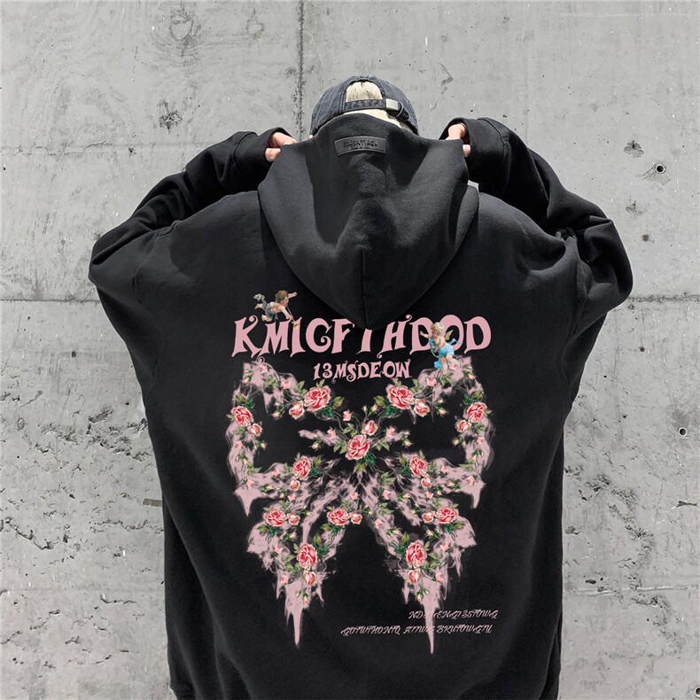 供抖音丶重磅高品棉350克排扣连帽蝴蝶卫衣LW6086-特p58控78图片