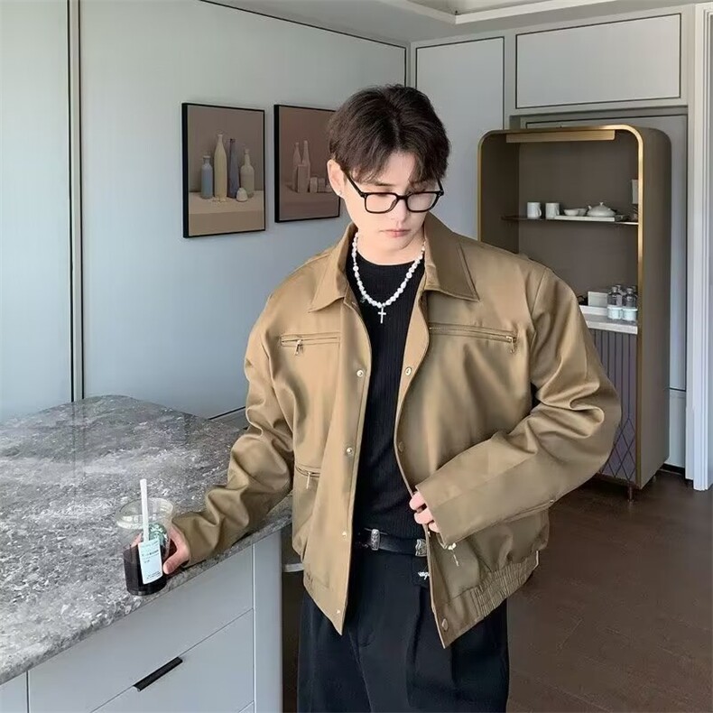 W11031-P70 网图现货 春季新款穿搭短款垫肩外套高级感痞帅夹克图片