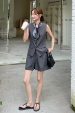 2025夏季新款！西装短裤套装搭配丝巾，女装套装/套裙，1C151