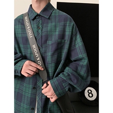 时尚潮流复古格子大码翻领长袖衬衫内搭外套C2167-P32【特价】，男装衬衫，电商A007