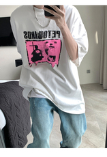 破碎发泡模糊印花T恤短袖五分半袖打底衫XT21-P40控58，男装T恤，星座216(原A116)