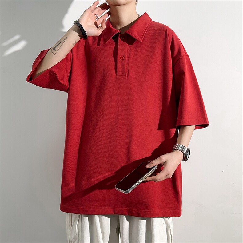 港风冰感POLO领T恤宽松百搭撞色插肩袖T恤吸汗透气TC3173-P25,男装T恤,星座717