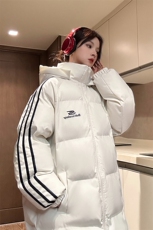 中性过膝棉衣织带三条杠长款加厚情侣羽棉服外套男G1076P168，男装棉衣，电商A339