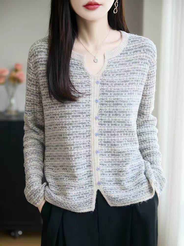 2025新款舒适时尚百搭长袖开衫女士，女装针织衫/毛衣，源达羊绒