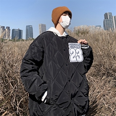 新款加厚棒球领棉服冬季宽松休闲百搭菱形棉衣外套，男装棉衣，星座410-6（原星座1304-1）