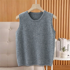 2026年春秋季时尚百搭通勤简约休闲圆领背心羊毛吊带，女装背心吊带，亚东羊绒制品