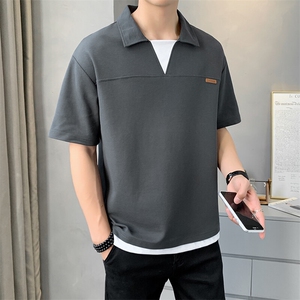 夏季短袖男T恤宽松假两件POLO衫潮流休闲时尚半袖上衣YD396-P39,男瘦的人怎么搭配衣服好看吗图片