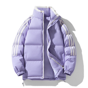 ！冬季条纹五防立领加绒加厚棉衣情侣撞色棉服外套MY7777-P75图片