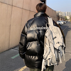 EQ345美式绣花PU皮棉衣冬季加厚保暖外套男潮流棉服2024新款，男装棉衣，电商C306-1