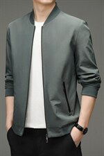 夹克2023春季潮流立领纯色夹克中年男士时尚休闲宽松上衣男装外套图片