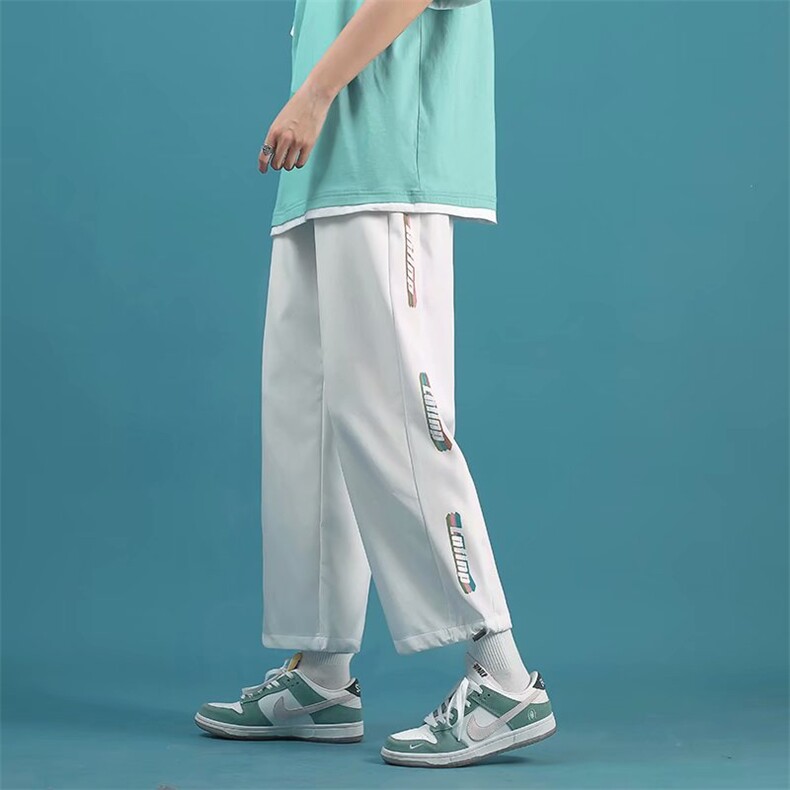 夏季港风潮流潮牌宽松直筒裤ins薄款百搭抽绳束脚休闲裤K2126-p28,男装休闲裤,星座1008-1