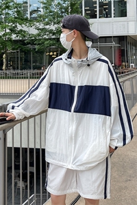 夏季时尚连帽防晒套装男 运动风撞色防晒衣夹克 XZ514-2-1606-P98图片